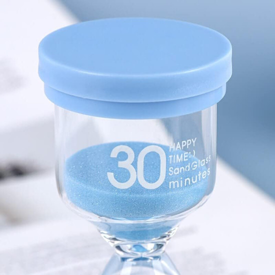 Novelika Sand Timer 30 Minute, Blue Sand Clock Timer, Classroom Timer for Time Management Study Sessions, Meditation, and Cooking set of 1