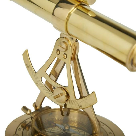 Novelika Brass Telescopic Alidade with Base Compass Surveying Theodolite Marine Home/Office Table Decor,Antique Survey Transit Telescope Instrument,Vintage Decor Gift set of 1