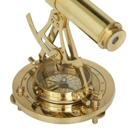 Novelika Brass Telescopic Alidade with Base Compass Surveying Theodolite Marine Home/Office Table Decor,Antique Survey Transit Telescope Instrument,Vintage Decor Gift set of 1