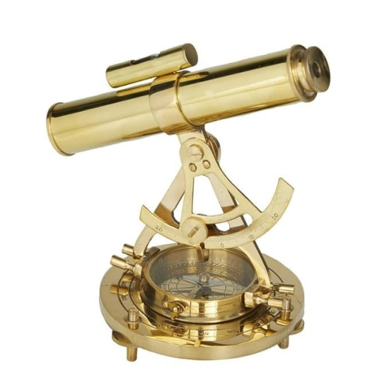 Novelika Brass Telescopic Alidade with Base Compass Surveying Theodolite Marine Home/Office Table Decor,Antique Survey Transit Telescope Instrument,Vintage Decor Gift set of 1