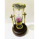 Novelika Antique Brass Sand Timer, Sand Clock with Compass - 5 Inches Hour Glass with Brown Wooden Base Navigational Collectible Home Study Table Top set of 1
