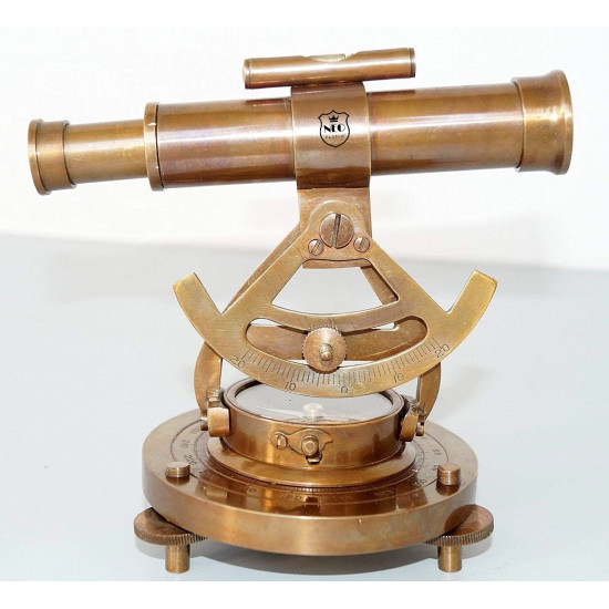 Novelika Alidade Telescope Compass Navigation Instrument Surface Level & Magnetic Compass with Working Telescope- Marine Decor Height-6" (Antique Brass) set of 1